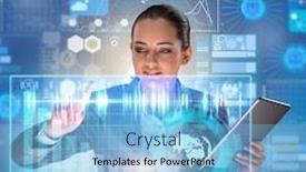  Presentation with trading - Cool new presentation design with businessman-in-futuristic-trading-concept backdrop and a light blue colored foreground