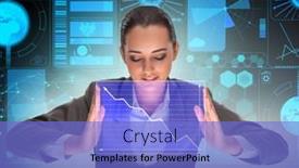  Presentation with trading - Presentation theme featuring businessman-in-futuristic-trading-concept background and a light blue colored foreground