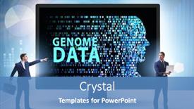  Presentation with genome - PPT theme with businessman-in-genome-data-concept background and a teal colored foreground