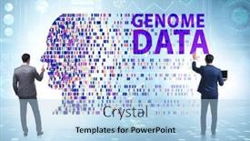  Presentation with genome - Presentation theme featuring businessman-in-genome-data-concept background and a light blue colored foreground