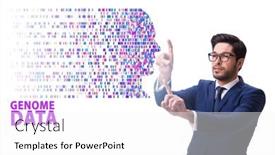  Presentation with genome - Presentation with businessman-in-genome-data-concept background and a white colored foreground
