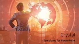  Presentation with global - Slides with businessman-in-global-business-concept background and a red colored foreground
