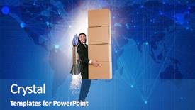  Presentation with techniques of improving health service delivery - PPT theme with businessman in global worldwide delivery background and a teal colored foreground