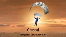  Presentation with parachute - Cool new theme with businessman in golden parachute concept backdrop and a  colored foreground