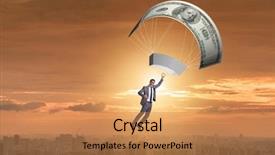  Presentation with parachute - Amazing PPT layouts having businessman in golden parachute concept backdrop and a coral colored foreground