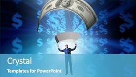  Presentation with parachute - Amazing PPT layouts having businessman in golden parachute concept backdrop and a light blue colored foreground