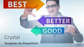  Presentation with best - Theme enhanced with businessman-in-good-better background and a light blue colored foreground