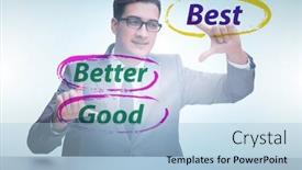  Presentation with best - Slides enhanced with businessman-in-good-better background and a light blue colored foreground