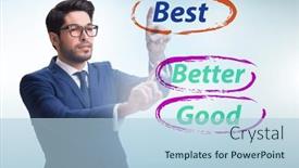  Presentation with good - Slide deck consisting of businessman-in-good-better background and a light blue colored foreground