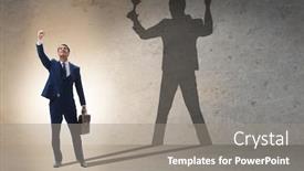  Presentation with achievement - Theme consisting of businessman-in-great-achievement-concept background and a gray colored foreground