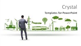  Presentation with environmental - Amazing presentation design having businessman-in-green-and-environmental backdrop and a white colored foreground