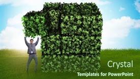  Presentation with environment - Amazing PPT theme having businessman-in-green-environment-concept backdrop and a tawny brown colored foreground
