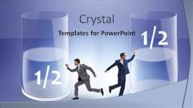  Presentation with glass half full - Presentation design enhanced with businessman-in-half-empty-half background and a light blue colored foreground