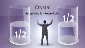  Presentation with glass half full - Slide deck featuring businessman-in-half-empty-half background and a light blue colored foreground
