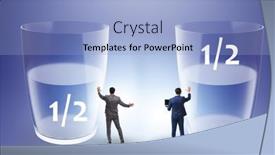  Presentation with glass half full - PPT theme consisting of businessman-in-half-empty-half background and a light blue colored foreground