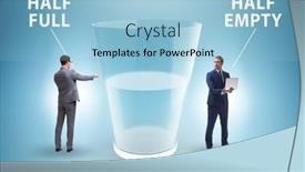  Presentation with glass half full - Theme enhanced with businessman-in-half-empty-half background and a light blue colored foreground
