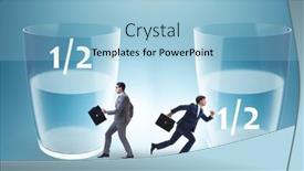  Presentation with glass half full - Theme with businessman-in-half-empty-half background and a  colored foreground