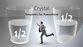  Presentation with glass half full - Presentation design featuring businessman-in-half-empty-half background and a light gray colored foreground