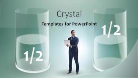  Presentation with glass half full - Slide deck consisting of businessman-in-half-empty-half background and a light blue colored foreground
