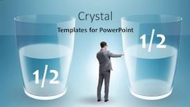  Presentation with glass half full - PPT layouts having businessman-in-half-empty-half background and a light blue colored foreground