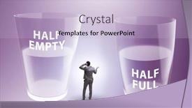  Presentation with glass half full - PPT theme enhanced with businessman-in-half-empty-half background and a light blue colored foreground