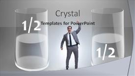  Presentation with glass half full - Presentation theme with businessman-in-half-empty-half background and a light gray colored foreground