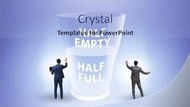  Presentation with glass half full - PPT theme featuring businessman-in-half-empty-half background and a light blue colored foreground