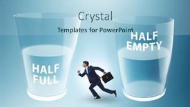  Presentation with glass half full - Presentation theme consisting of businessman-in-half-empty-half background and a light blue colored foreground