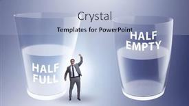  Presentation with glass half full - Slide set with businessman-in-half-empty-half background and a  colored foreground