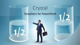  Presentation with glass half full - PPT layouts featuring businessman-in-half-empty-half background and a  colored foreground