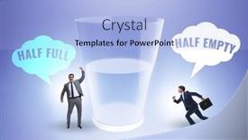  Presentation with glass half full - PPT theme having businessman-in-half-empty-half background and a light blue colored foreground