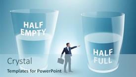  Presentation with glass half full - Presentation theme consisting of businessman-in-half-empty-half background and a  colored foreground