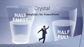  Presentation with glass half full - Presentation design with businessman-in-half-empty-half background and a  colored foreground