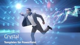  Presentation with wheel - PPT theme consisting of businessman-in-hamster-wheel-chasing background and a teal colored foreground