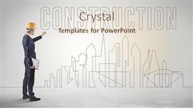  Presentation with architecture construction - Slide set with businessman-in-hard-hat-holding background and a lemonade colored foreground