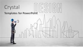  Presentation with engineering design - Slide set consisting of businessman-in-hard-hat-holding background and a white colored foreground