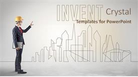  Presentation with blueprint - Slides with businessman-in-hard-hat-holding background and a lemonade colored foreground