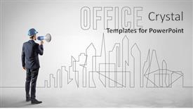  Presentation with engineering - Slide set consisting of businessman-in-hard-hat-holding background and a light gray colored foreground