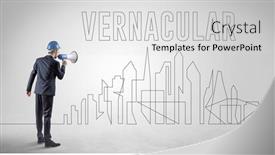  Presentation with blueprint - Slides having businessman-in-hard-hat-holding background and a light gray colored foreground