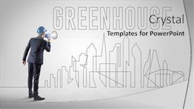  Presentation with blueprint - Beautiful PPT theme featuring businessman-in-hard-hat-holding backdrop and a light gray colored foreground