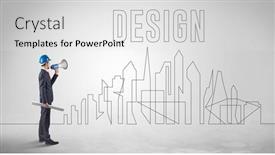  Presentation with engineering design - Slide set consisting of businessman-in-hard-hat-holding background and a white colored foreground