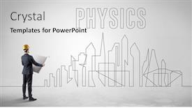  Presentation with blueprint - PPT theme featuring businessman-in-hard-hat-holding background and a white colored foreground