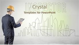  Presentation with blueprint - Presentation having businessman-in-hard-hat-holding background and a cream colored foreground