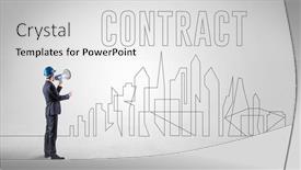  Presentation with blueprint - Theme enhanced with businessman-in-hard-hat-holding background and a white colored foreground