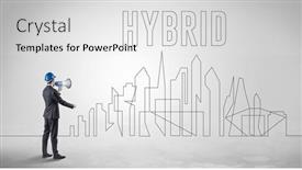  Presentation with blueprint - PPT layouts having businessman-in-hard-hat-holding background and a white colored foreground