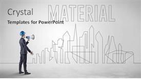  Presentation with blueprint - Slides with businessman-in-hard-hat-holding background and a white colored foreground