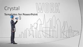  Presentation with blueprint - Presentation having businessman-in-hard-hat-holding background and a light gray colored foreground