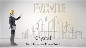  Presentation with blueprint - Slides featuring businessman-in-hard-hat-holding background and a light gray colored foreground