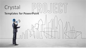  Presentation with blueprint - Presentation having businessman-in-hard-hat-holding background and a white colored foreground