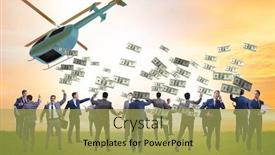  Presentation with helicopter - Audience pleasing presentation consisting of businessman-in-helicopter-money-concept backdrop and a yellow colored foreground
